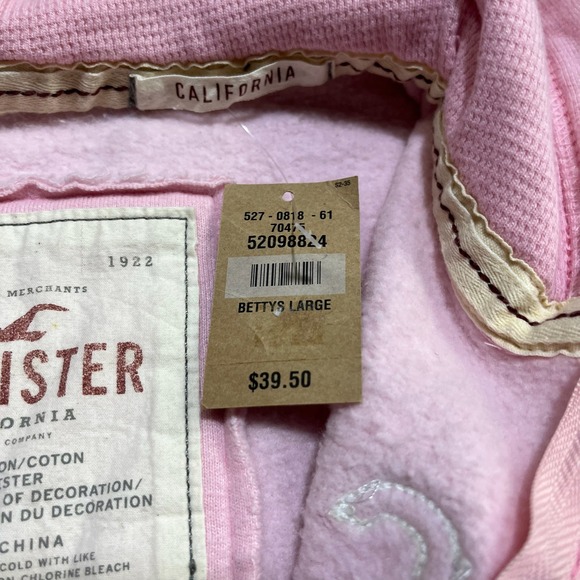 NWT Hollister Zip Up Hoodie Womens Large Pink Search And Rescue Spell Out Y2K - Picture 8 of 12